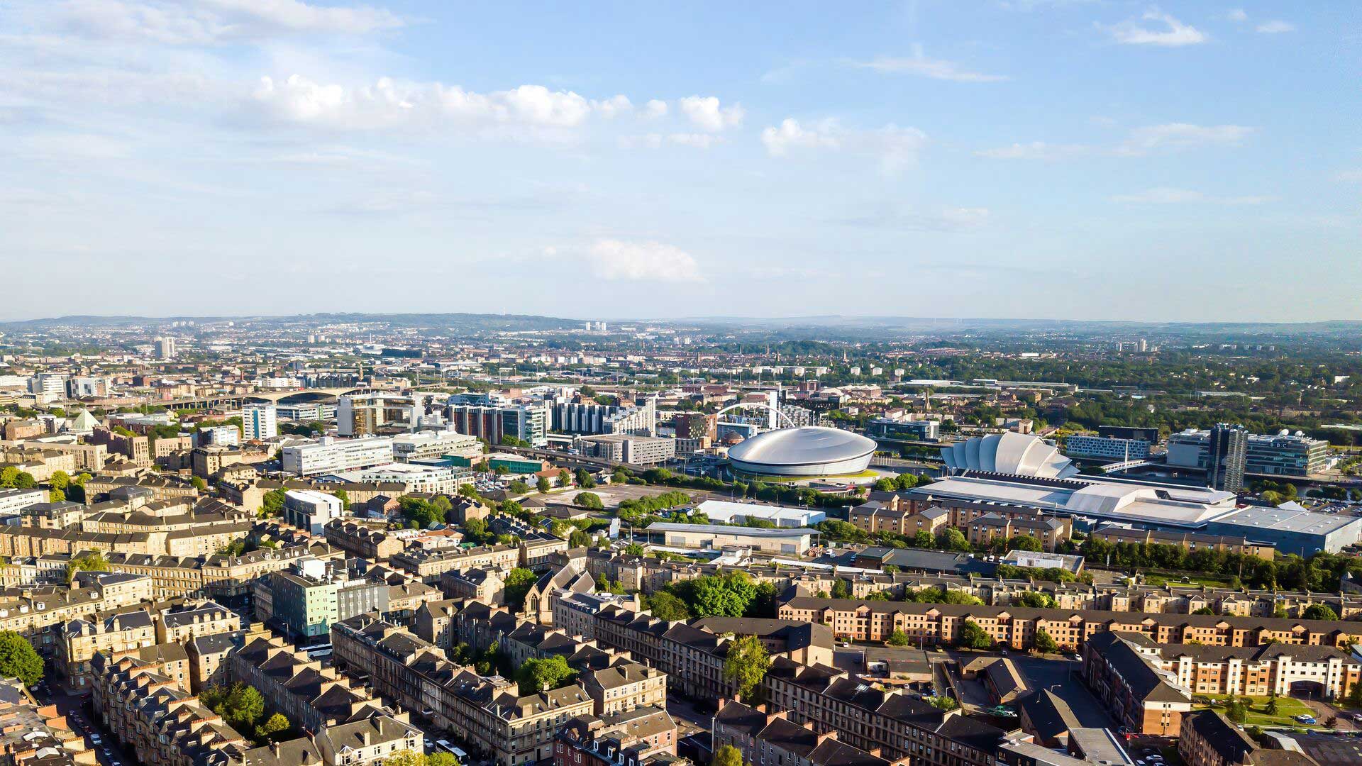 Aerial view of Glasgow Skyline